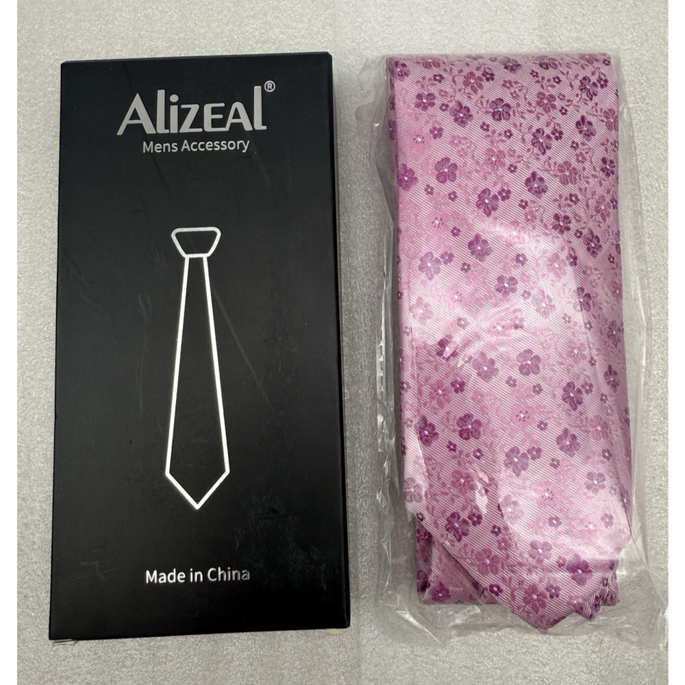 Alizeal Mens 3.15inches Exquisite Floral Tie w/Small Flower Printed Pink *READ..
